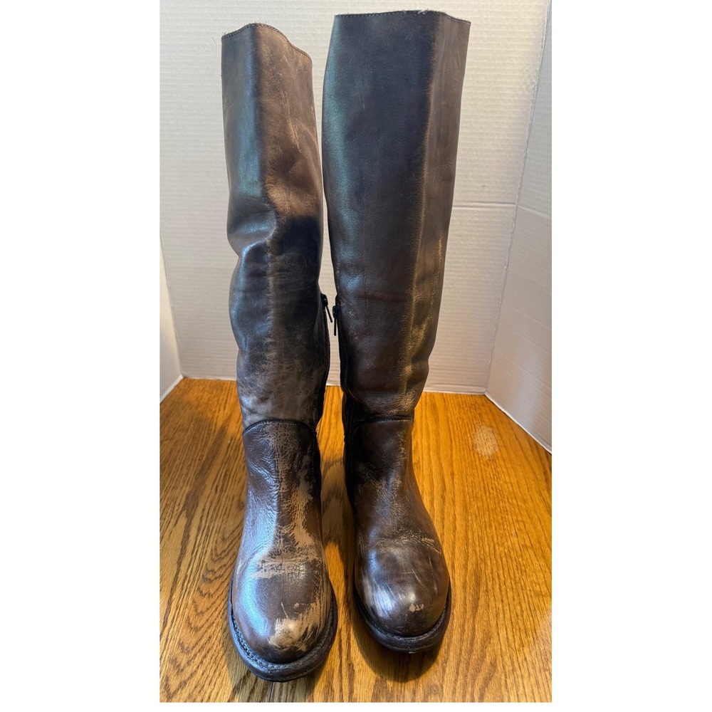 Bed Stu Manchester Tall Leather Distressed Brown Teak Finish Boots Womens 9